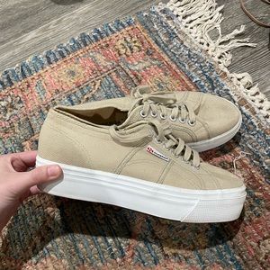 Superga Platform Tan Sneakers